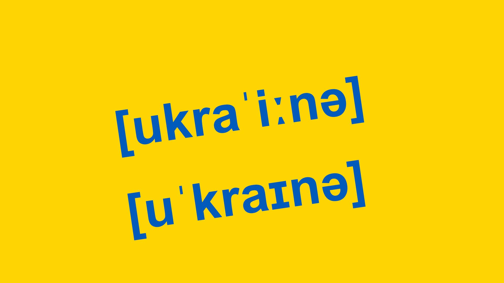 Blau auf gelbem Hintergrund sind die beiden vom Duden genanten phonetischen Varianten abgebildet. Blau auf gelbem Hintergrund sind die beiden vom Duden genanten phonetischen Varianten abgebildet.