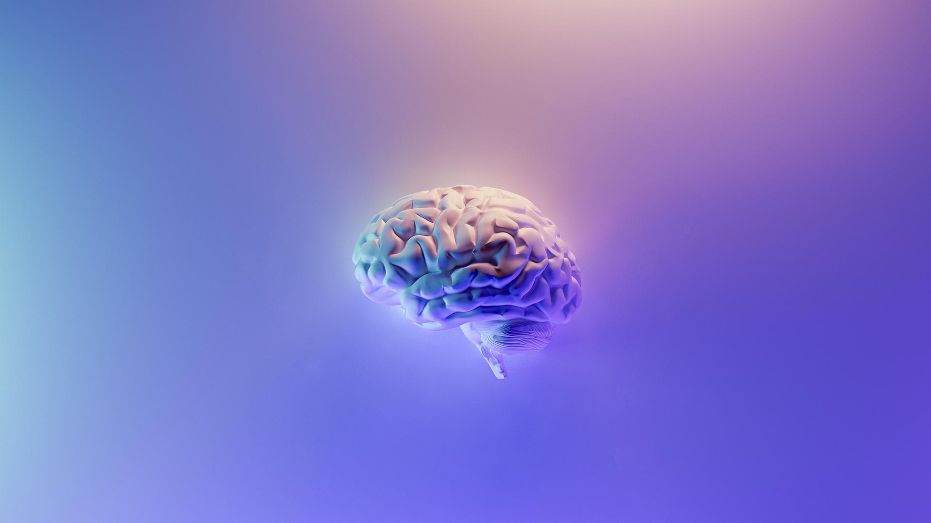 Illustration eines Gehirns vor Pastelltönen