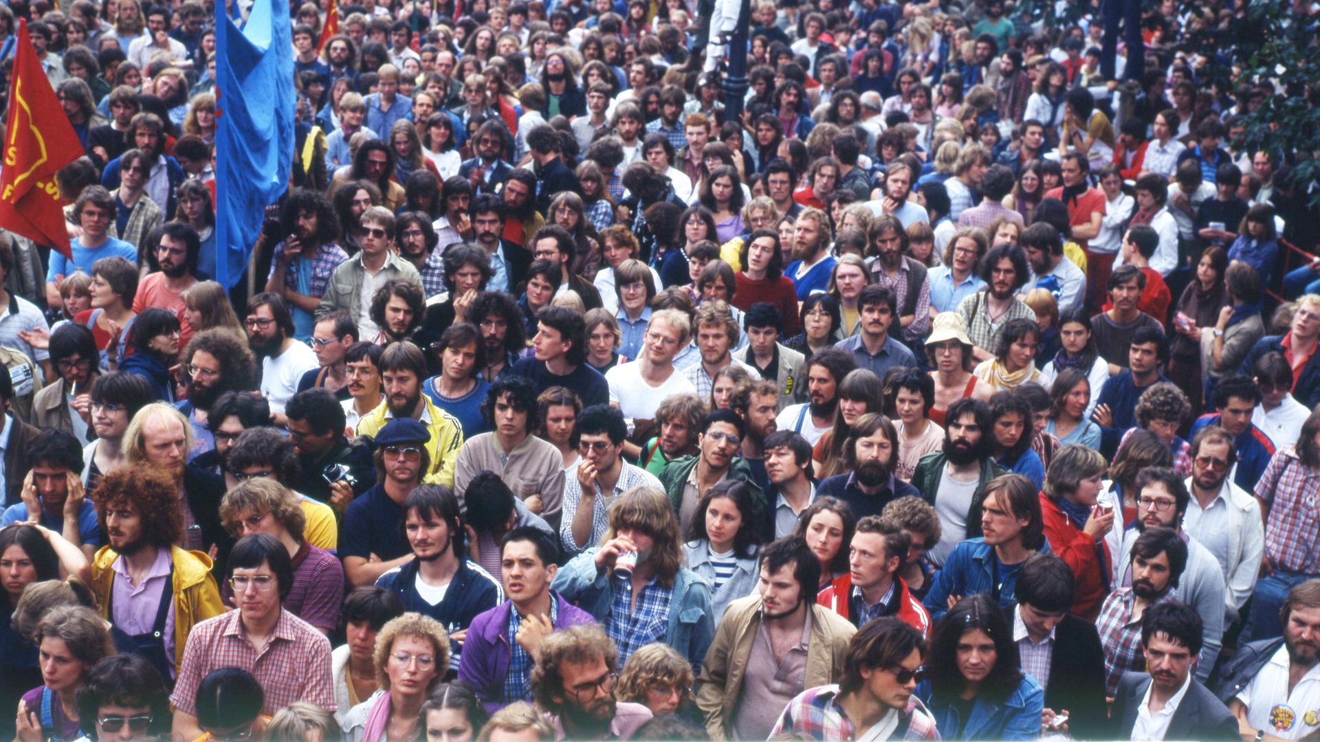 Olaf-Palme-Friedensmarsch und Kundgebung am 19.9.1987 in Heidelberg.
