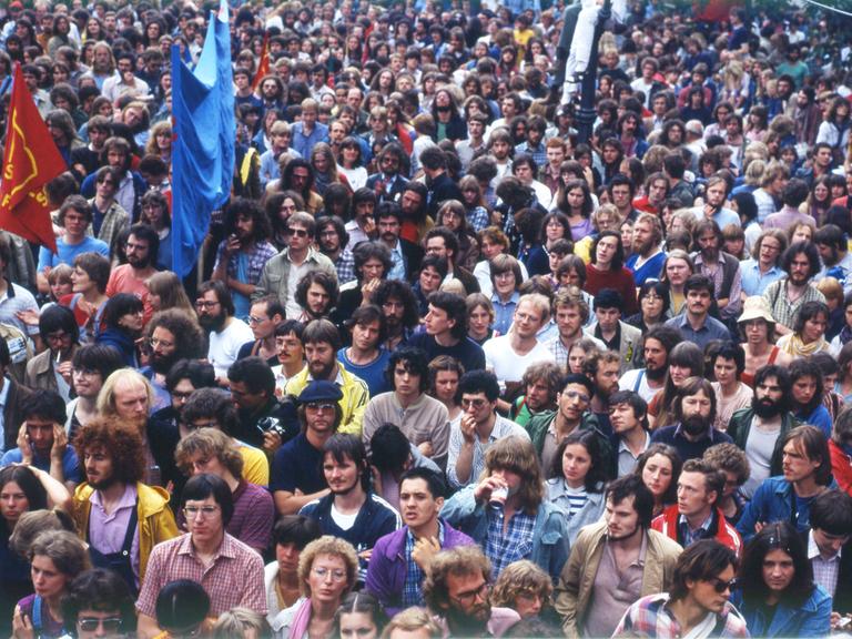 Olaf-Palme-Friedensmarsch und Kundgebung am 19.9.1987 in Heidelberg.