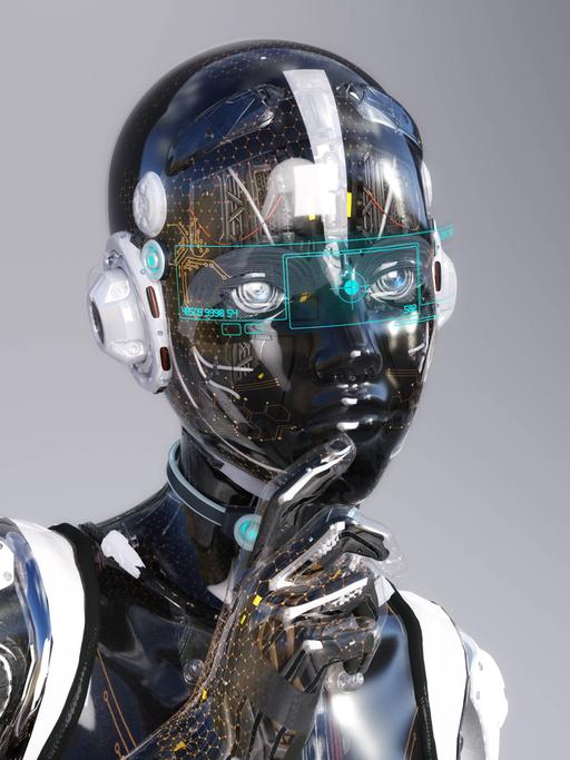 Künstlerische Darstellung eines humanoiden Roboters mit künstlicher Intelligenz (Symbolbild)
