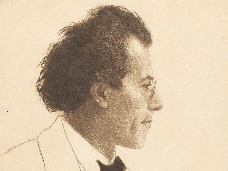 Zeitgenössisches Porträt des Komponisten Gustav Mahler von dem Zeichner Emil Orlik. © Fine Art Images/Heritage Images.