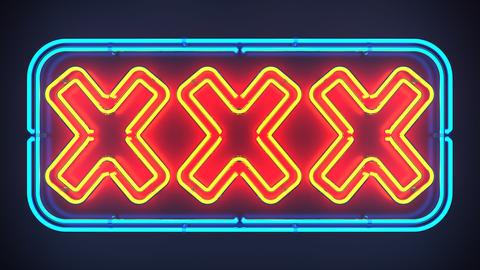 Neonschriftzug mit drei großen X-en