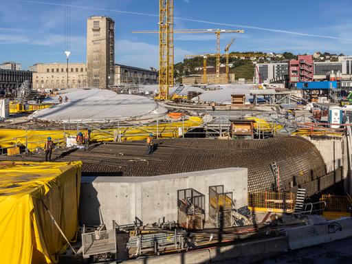 Baustelle am Hauptbahnhof Stuttgart. 