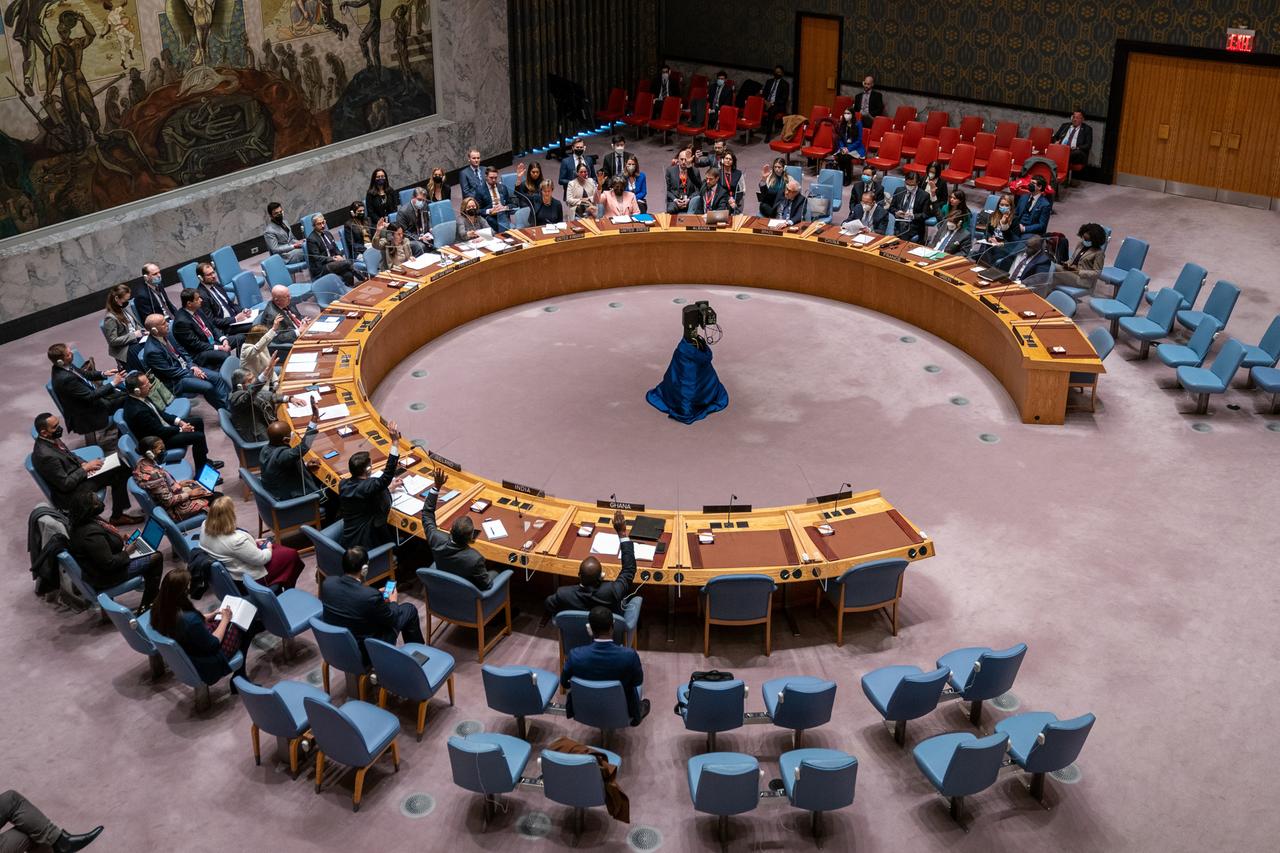 Die Abstimmung im UN-Sicherheitsrat am 23. März 2022. Es geht um die Invasion Russlands in der Ukraine.
