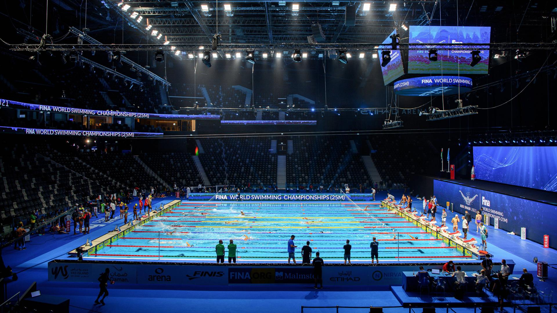 Das Schwimm-Stadion in Abu Dhabi. Das Schwimm-Stadion in Abu Dhabi.