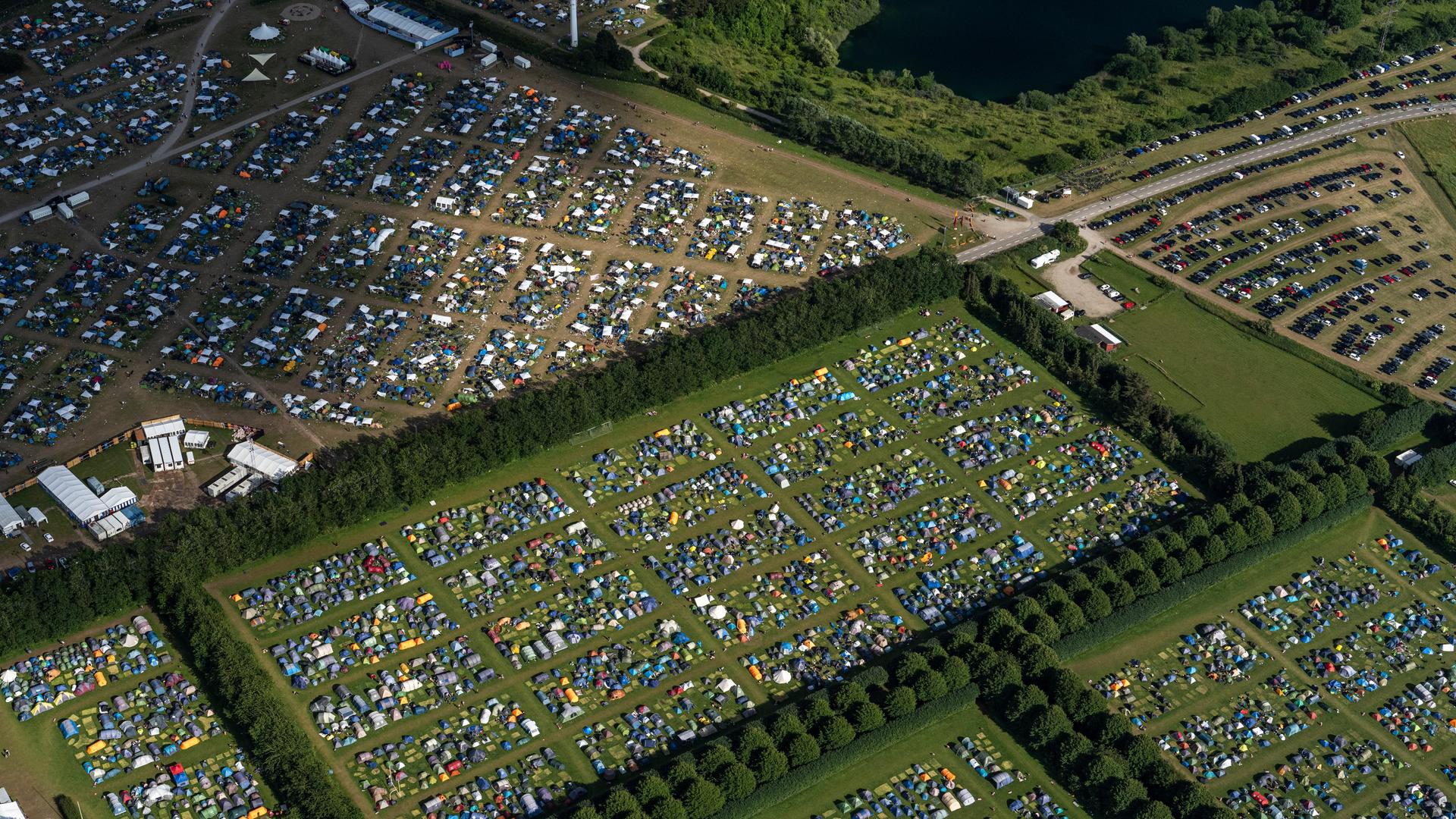 Luftaufnahme auf den Zeltplatz vom Roskilde Festival 2022 Luftaufnahme auf den Zeltplatz vom Roskilde Festival 2022