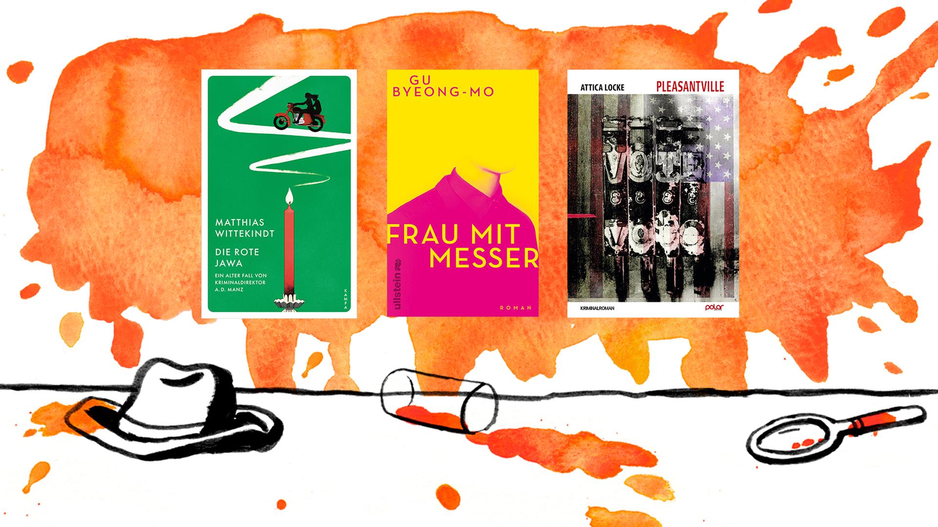 Die Krimibestenliste von Dezember 2022, Platz Eins: Matthias Wittekindt "Die rote Jawa", Platz Zwei: Gu Byeong-mo "Frau mit Messer" und Platz Drei: Attica Locke "Pleasantville". Die Krimibestenliste von Dezember 2022, Platz Eins: Matthias Wittekindt "Die rote Jawa", Platz Zwei: Gu Byeong-mo "Frau mit Messer" und Platz Drei: Attica Locke "Pleasantville".