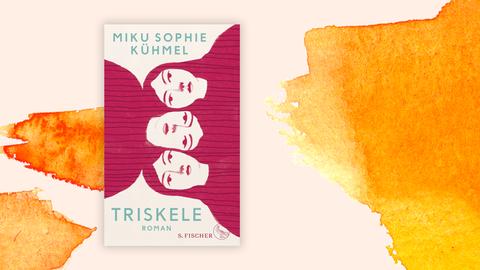 Cover von Miku Sophie Kühmel "Triskele" vor Aquarell-Hintergrund