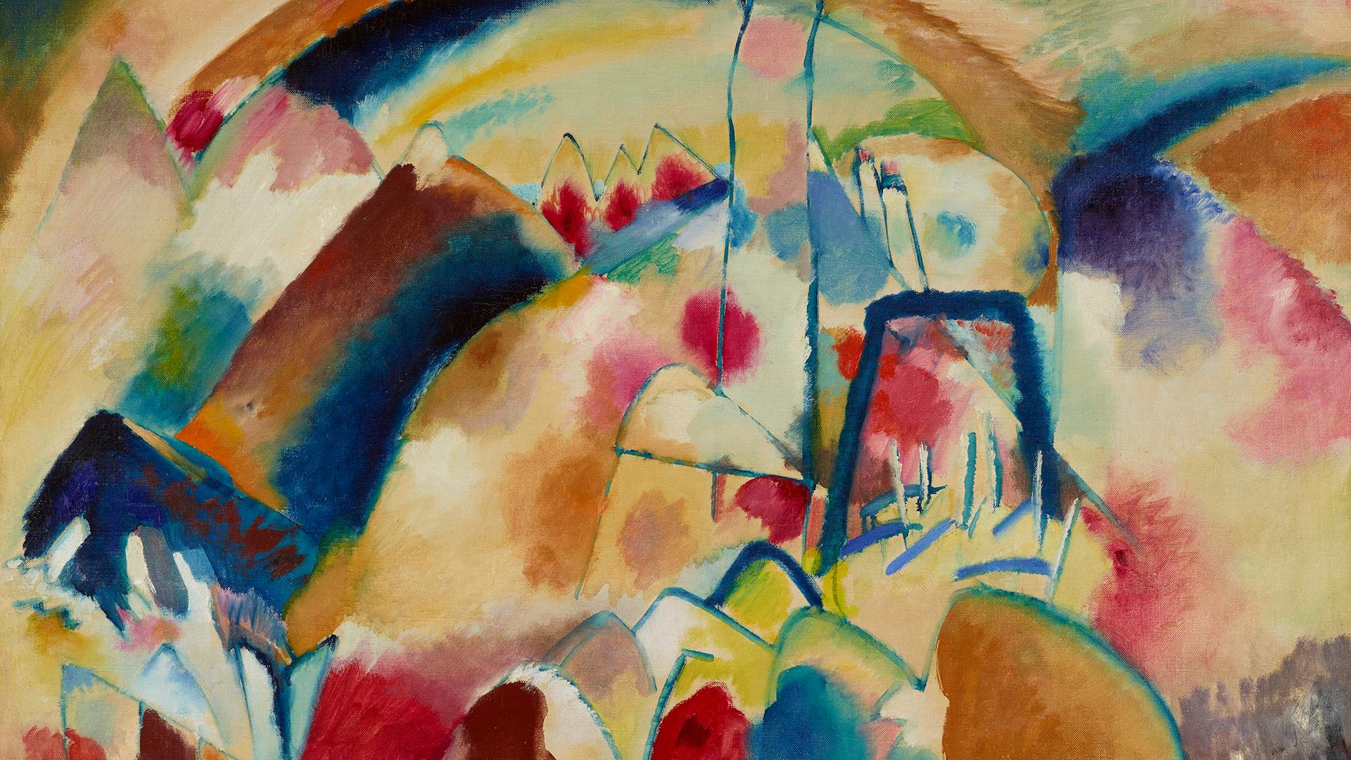 Bunte Landschaft mit roten Flecken und Strichen. Bunte Landschaft mit roten Flecken und Strichen.
