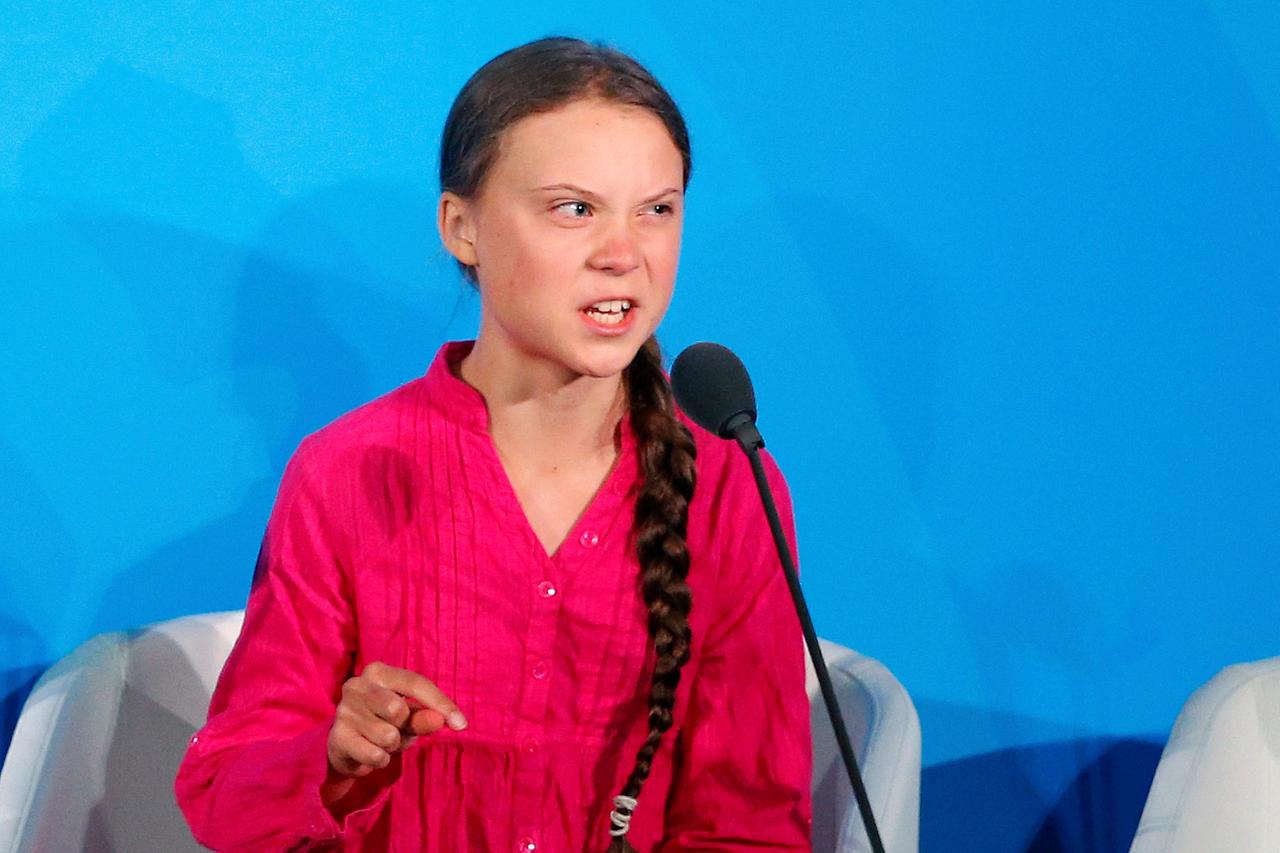 Greta Thunberg während ihrer Rede bei der UN 2019
