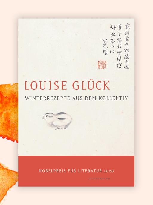 Cover von Louise Glück "Winterrezepte aus dem Kollektiv" vor Aquarell-Hintergrund