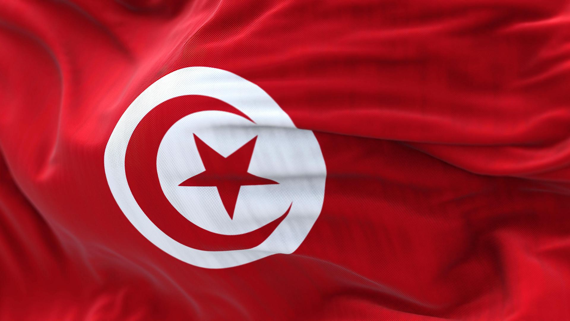 Die tunesische Flagge im Wind Die tunesische Flagge im Wind