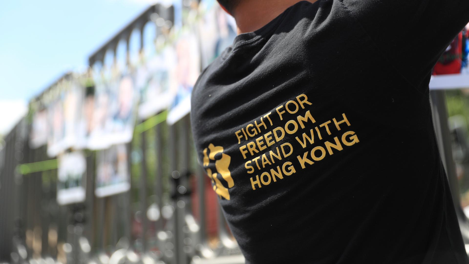 Kundgebung zum 2. Jahrestag des Beginns der Honkong-Proteste in London im Juni 2021 Kundgebung zum 2. Jahrestag des Beginns der Honkong-Proteste in London im Juni 2021