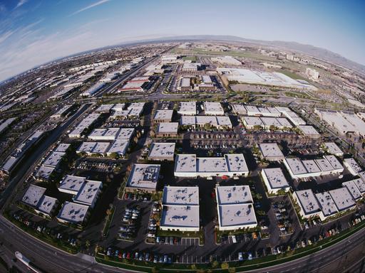 Fischaugen-Luftaufnahme des Silicon Valley in Kalifornien.