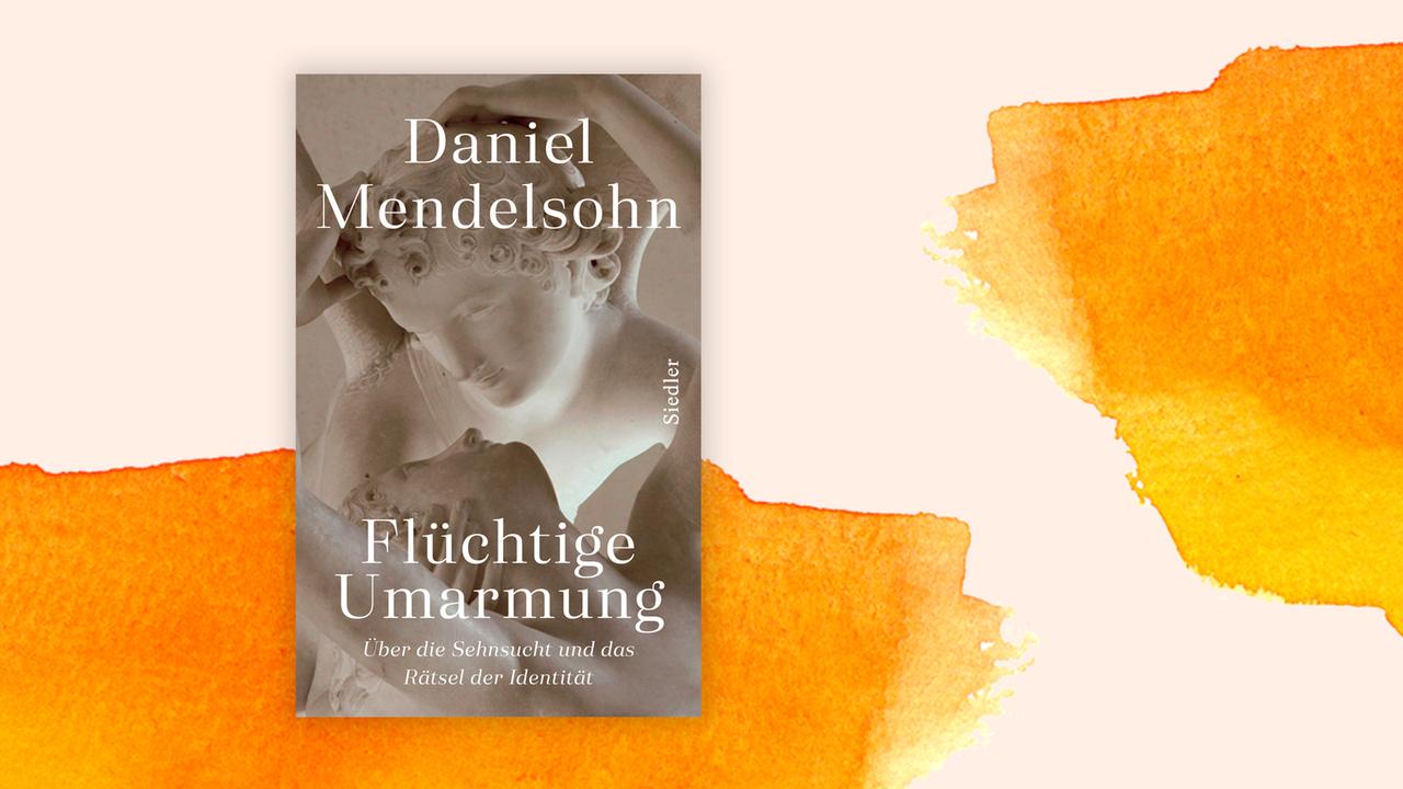 Das Cover des Buches von Daniel Mendelsohn, "Flüchtige Umarmung, Von der Sehnsucht und der Suche nach Identität". Es zeigt Namen des Autors und Titel auf einem Foto, dass eine Skulpturkopf zeigt.