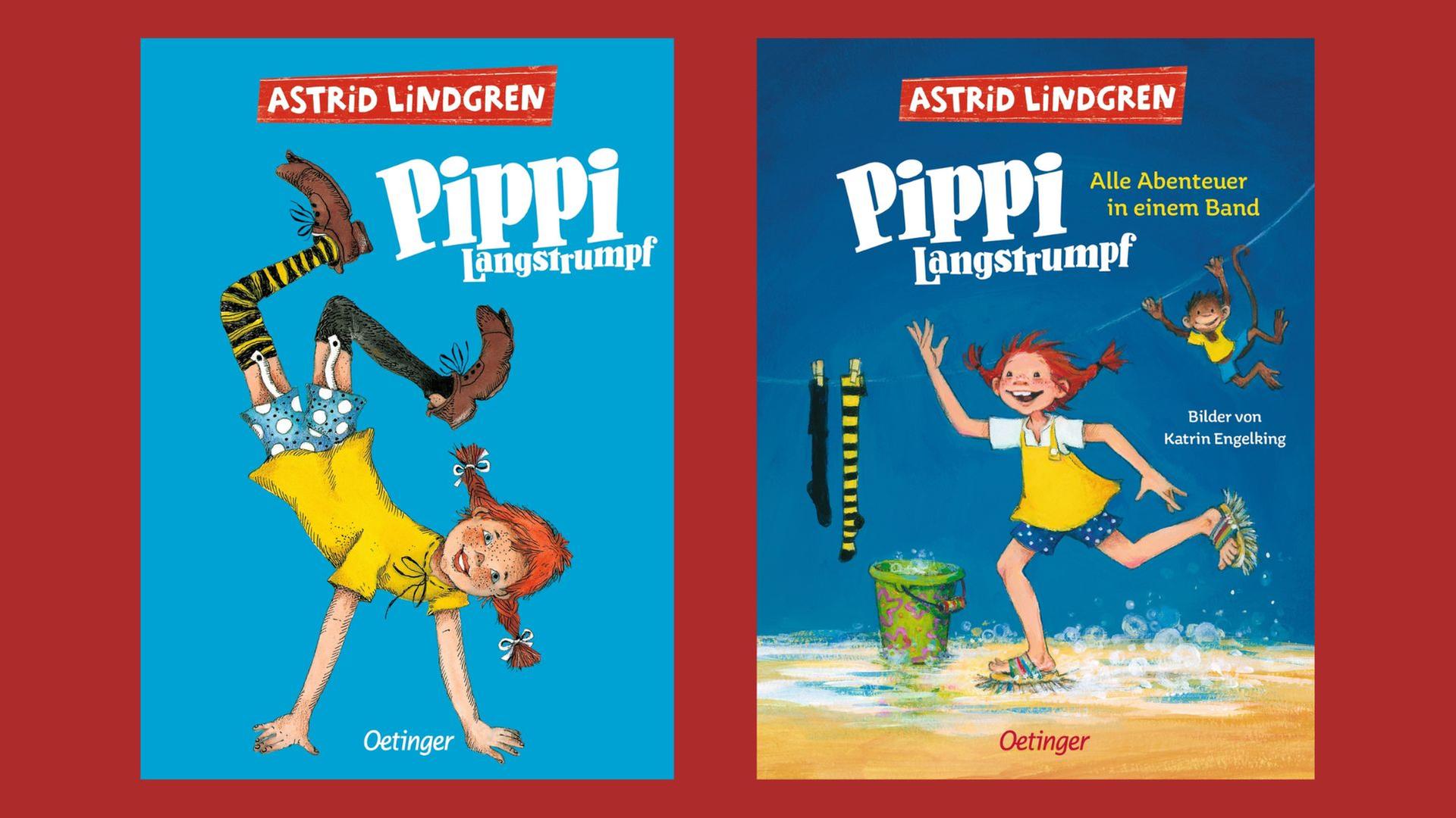 Astrid Lindgrens Pippi Langstrumpf, illustriert von Rolf Rettich (links) und Katrin Engelking (rechts)