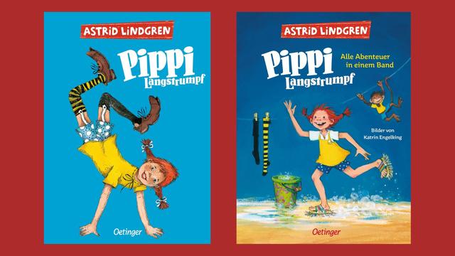 Astrid Lindgrens Pippi Langstrumpf, illustriert von Rolf Rettich (links) und Katrin Engelking (rechts)