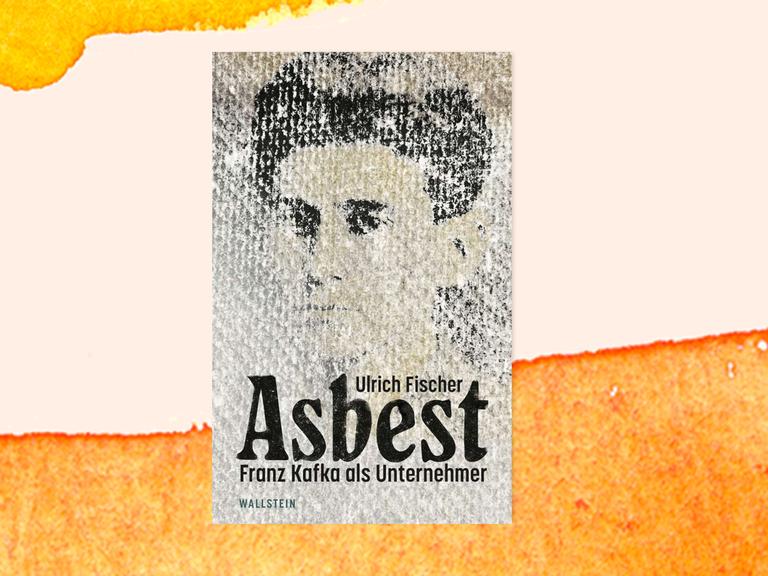 Cover des Buches "Asbest". Zu sehen ist die schematisierte Silhouette Franz Kafkas. Die Umrisse wirken wie auf Jute gedruckt. 