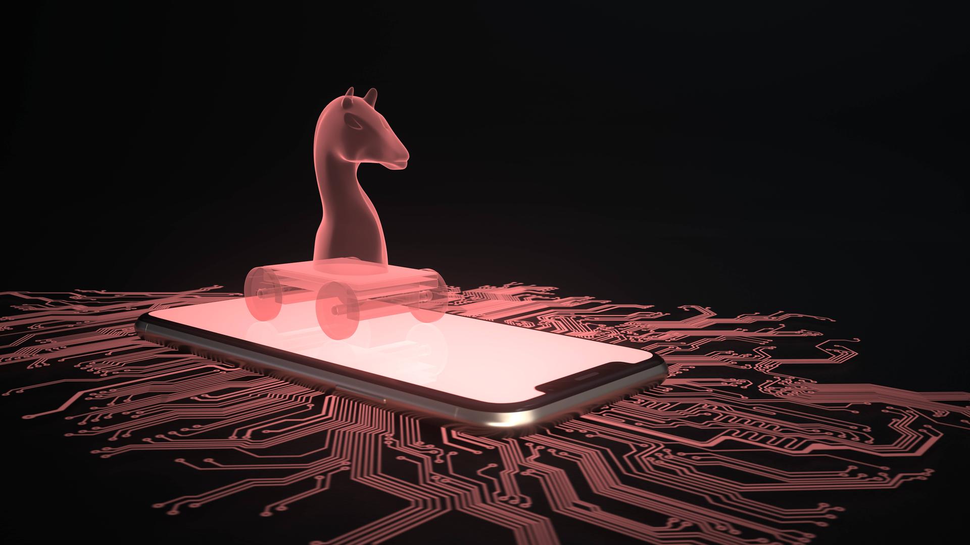 Ein Smartphone aus dem ein Läufer aufsteigt Ein Smartphone aus dem ein Läufer aufsteigt
