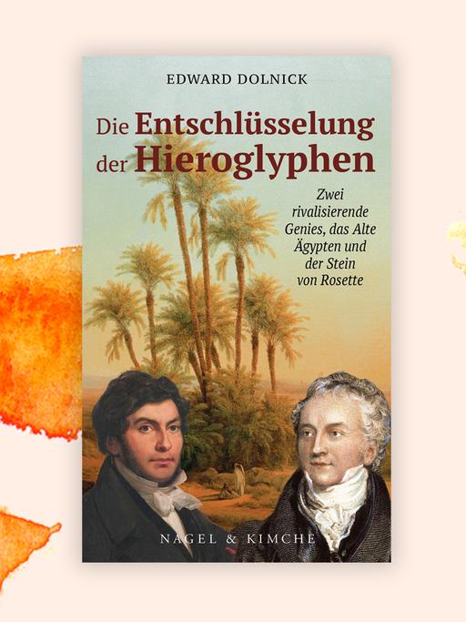 Ein Buchcover vor einem grafischen Hintergrund zeigt neben dem Buchtitel und dem Autorennamen eine Illustration mit zwei Männerköpfen und Palmen.