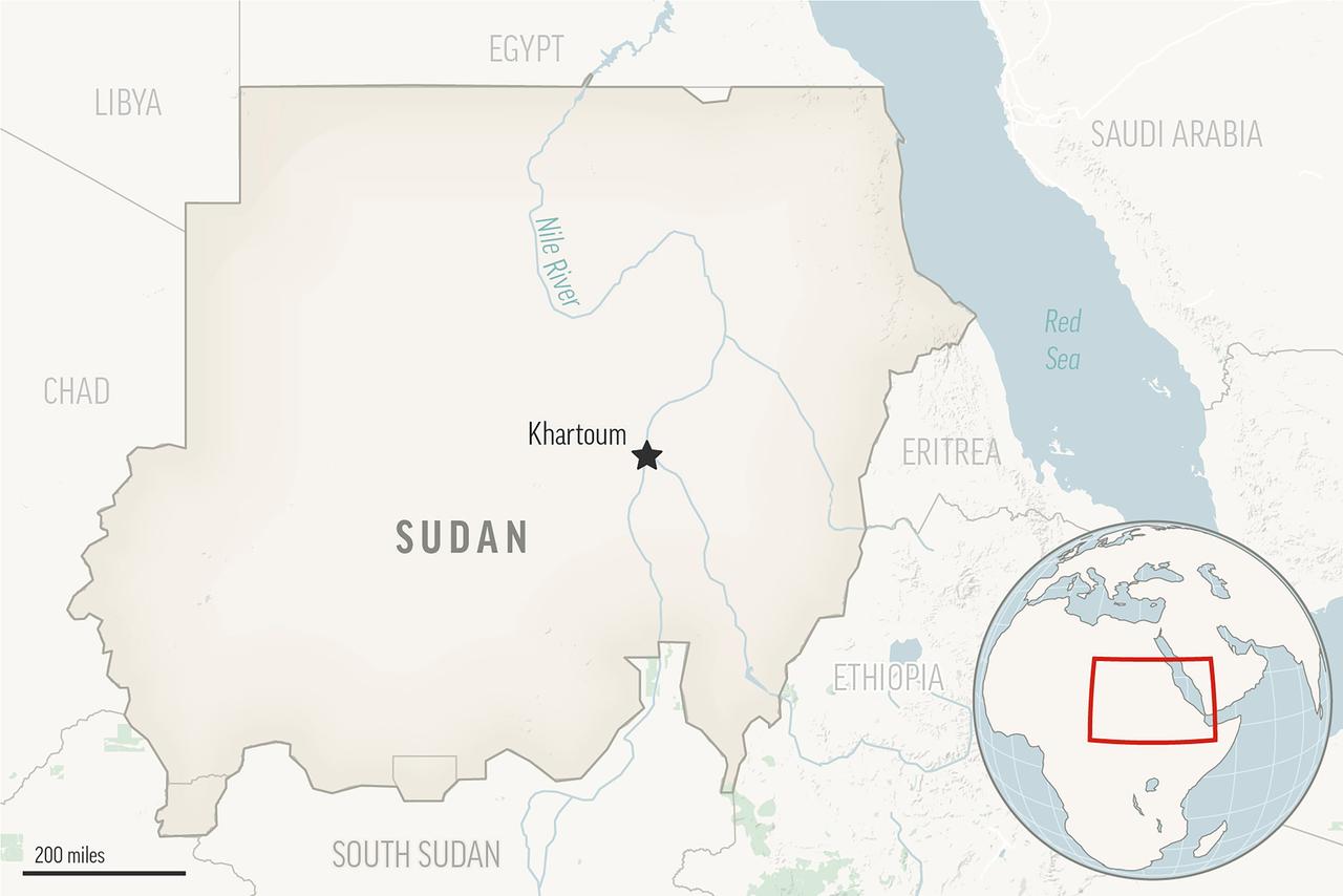Eine Karte des afrikanischen Staats Sudan mit seiner Hauptstadt Karthoum Eine Karte des afrikanischen Staats Sudan mit seiner Hauptstadt Karthoum