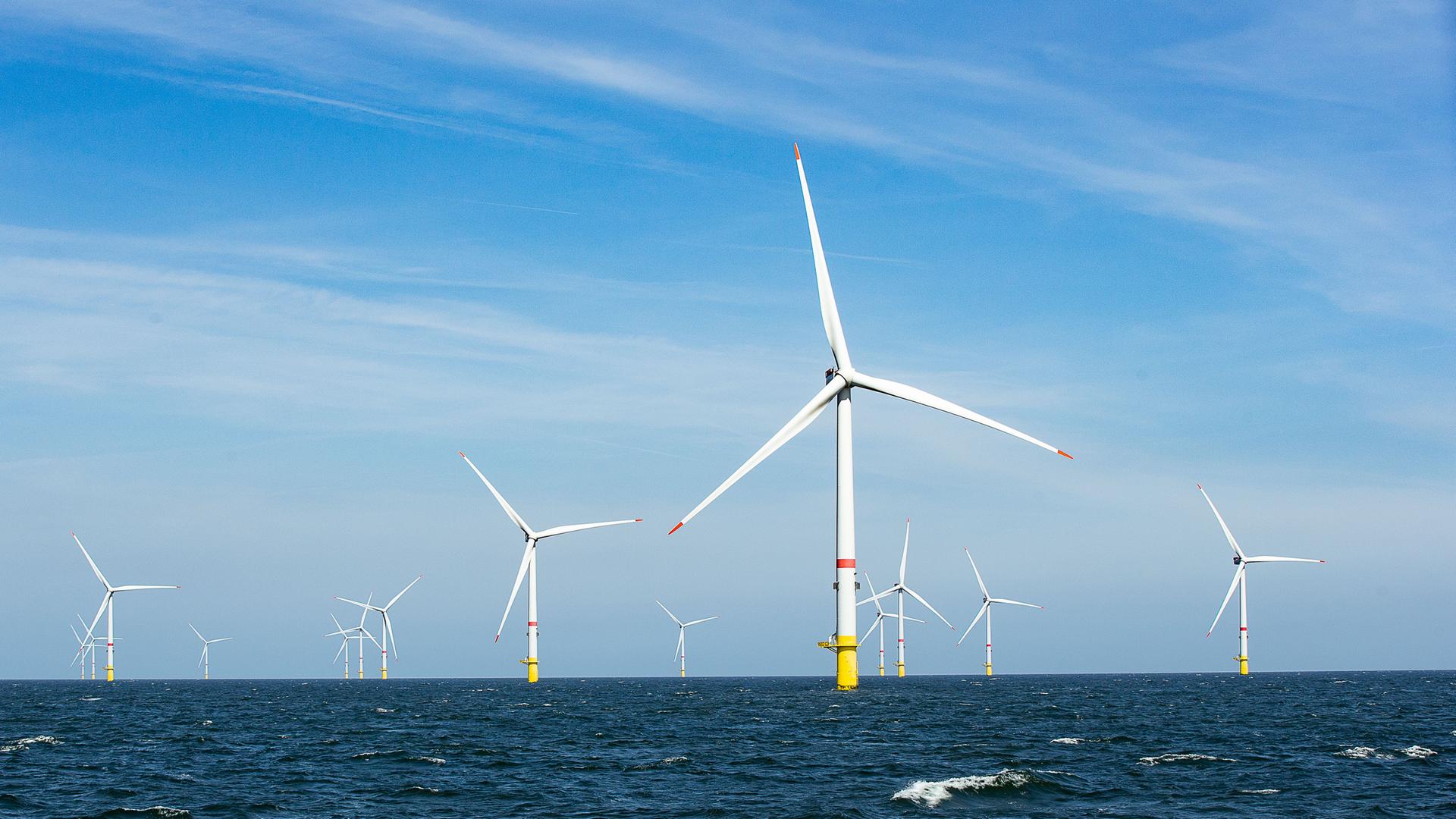 Das Foto zeigt Wind-Räder in der Nord-See. Das Foto zeigt Wind-Räder in der Nord-See.