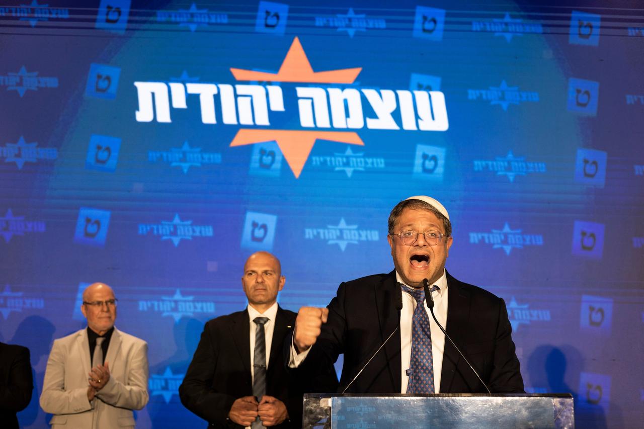 Itamar Ben-Gvir, Chef der rechtsextremen israelischen Partei Otzma Jehudit (Jüdische Kraft) am Wahlabend Itamar Ben-Gvir, Chef der rechtsextremen israelischen Partei Otzma Jehudit (Jüdische Kraft) am Wahlabend