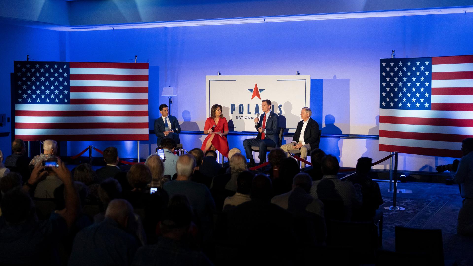 Podiumsveranstaltung der Republikaner in Scottsdale im US-Bundesstaat Arizona am 14.10.20222 mit Chad Wolf, Morgan Ortagus und Lindsay Graham Podiumsveranstaltung der Republikaner in Scottsdale im US-Bundesstaat Arizona am 14.10.20222 mit Chad Wolf, Morgan Ortagus und Lindsay Graham