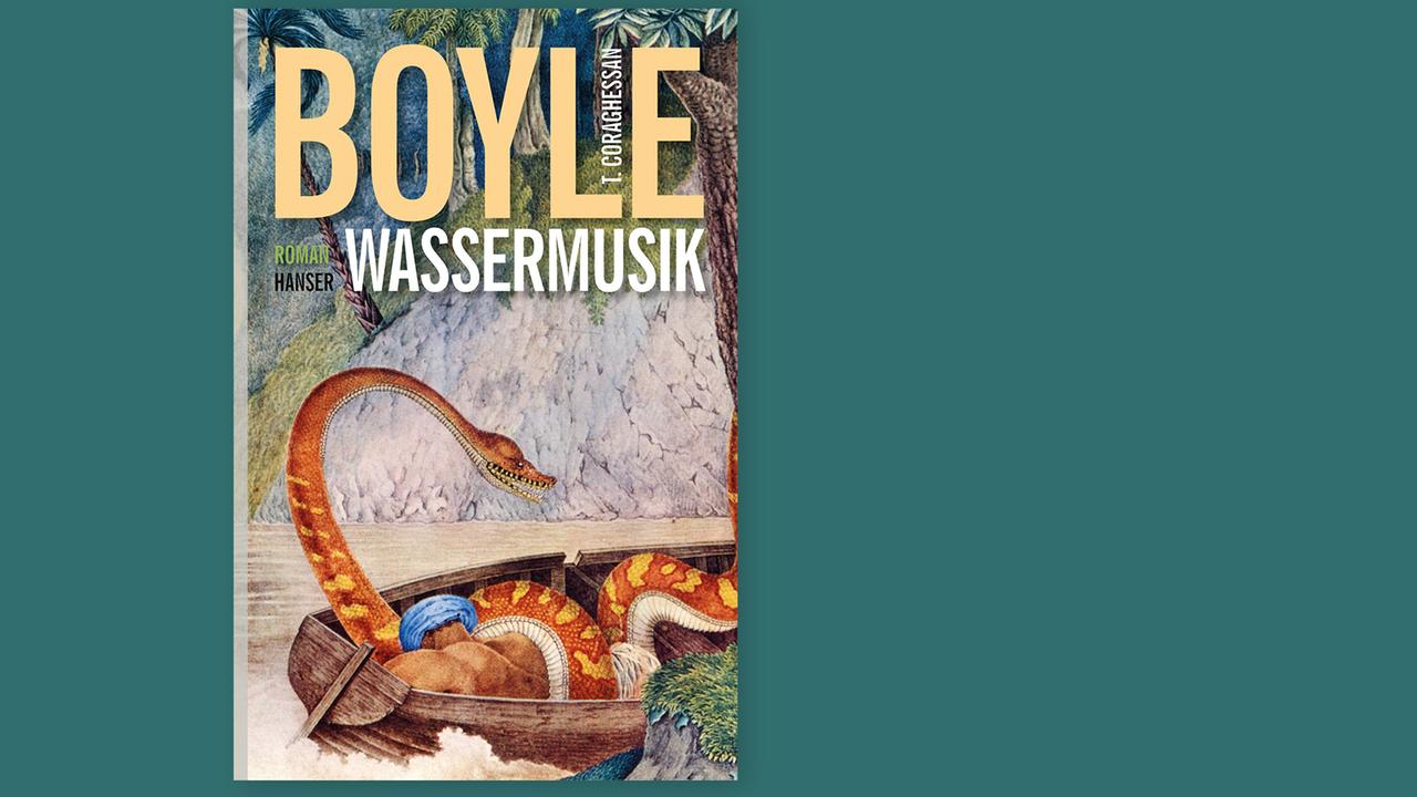 Auf dem Buchcover von "Wassermusik" windet sich eine Schlange aus einem Boot heraus in den Wald.