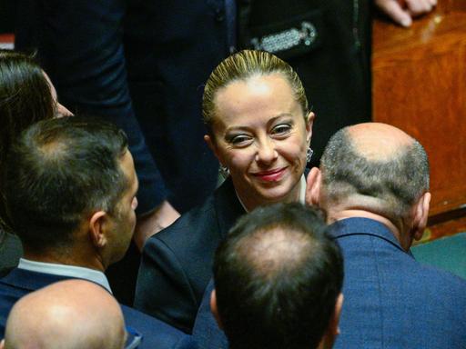 Wahlsiegerin Giorgia Meloni, Vorsitzende der rechten Partei Fratelli d’Italia "Brüder Italiens", im Abgeordnetenhaus in Rom am 13.10.2022