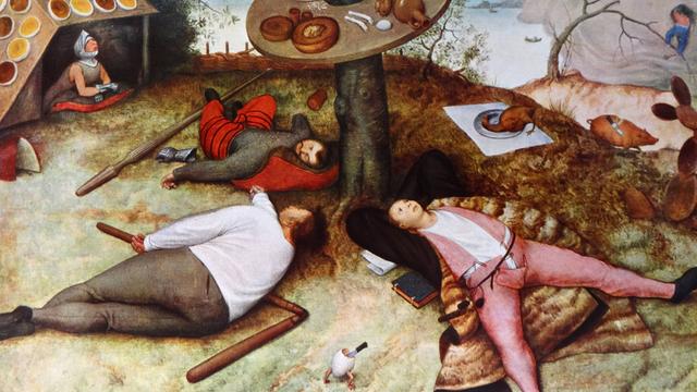 Das Land der Schlaraffen - Ölgemälde von Pieter Breughel dem Älteren (1525-1569) (Ausschnitt)