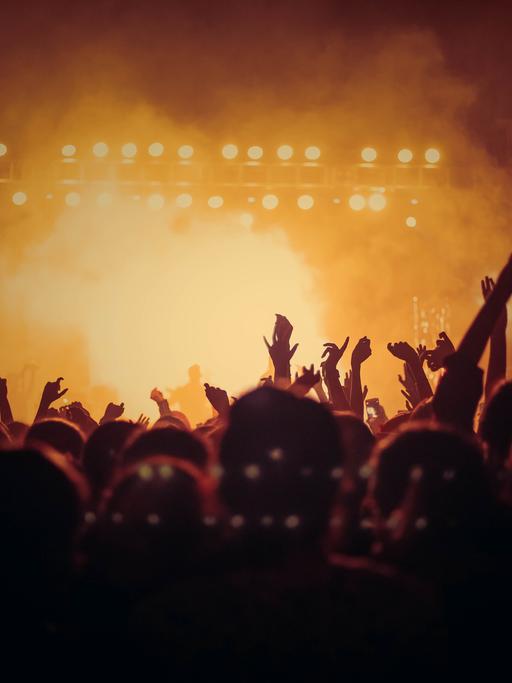 Bild einer Menschenmenge beim Konzert - das Publikum ist in gelbes Licht getaucht