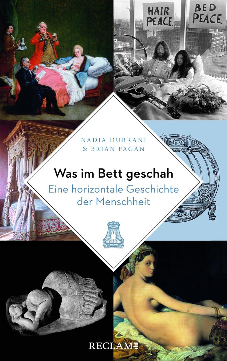 Das Buchcover zeigt eine Collage von Gemälden und Fotos historischer Betten, darüber eine Raute mit dem Buchtitel und den Autorenname. Das Buchcover zeigt eine Collage von Gemälden und Fotos historischer Betten, darüber eine Raute mit dem Buchtitel und den Autorenname.