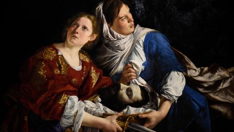 Judith und die Magd mit dem Kopf des Holofernes, gemalt von Orazio Gentileschi (1563-1639)