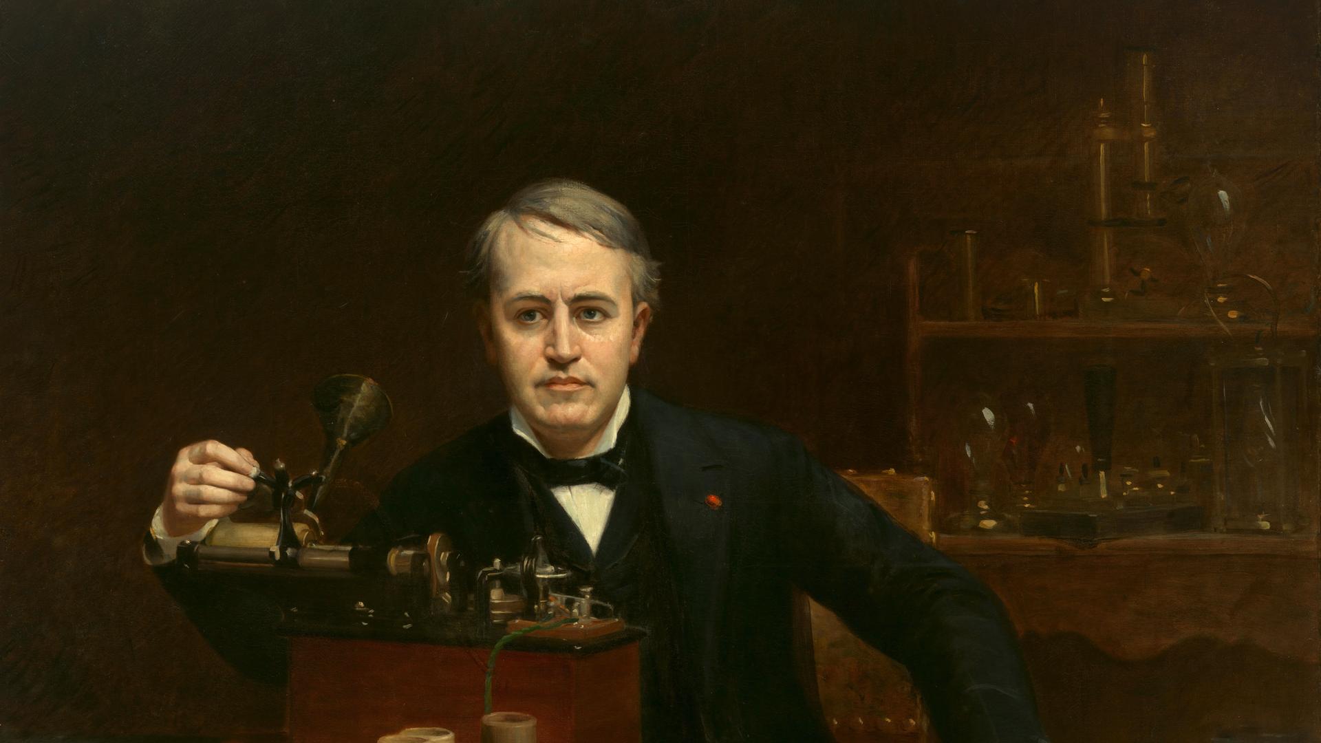 Öl-Porträt des Erfinders Thomas Alva Edison, gemalt 1890 Öl-Porträt des Erfinders Thomas Alva Edison, gemalt 1890