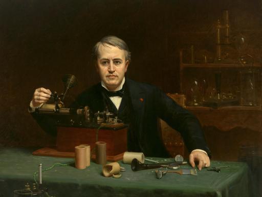 Öl-Porträt des Erfinders Thomas Alva Edison, gemalt 1890