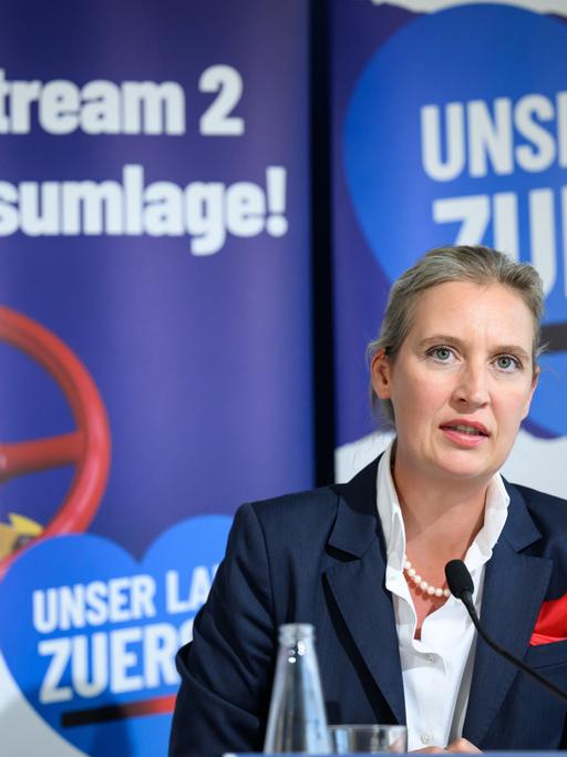 AfD-Co-Vorsitzende Alice Weidel präsentiert die Partei-Kampagne "Unser Land zuerst" am 8. September 2022