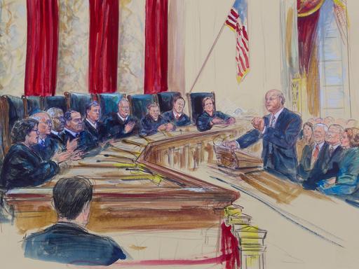 Zeichnung aus dem Gerichtssaal des Supreme Court aus März 2015