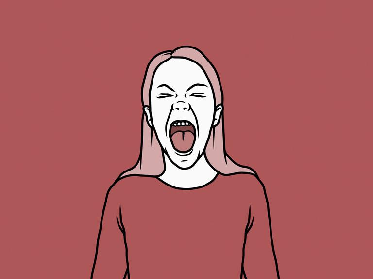 Illustration einer schreienden Person vor rotem Hintergrund.
