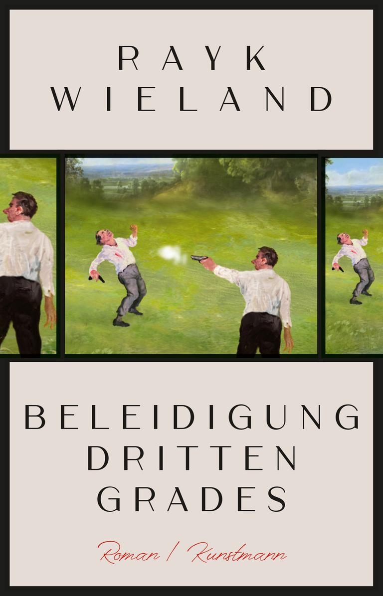 Auf dem Buchcover sind Autorenname und Buchtitel zu sehen, dazwischen sind mehrere Illustrationen von sih duellierenden Menschen. Auf dem Buchcover sind Autorenname und Buchtitel zu sehen, dazwischen sind mehrere Illustrationen von sih duellierenden Menschen.