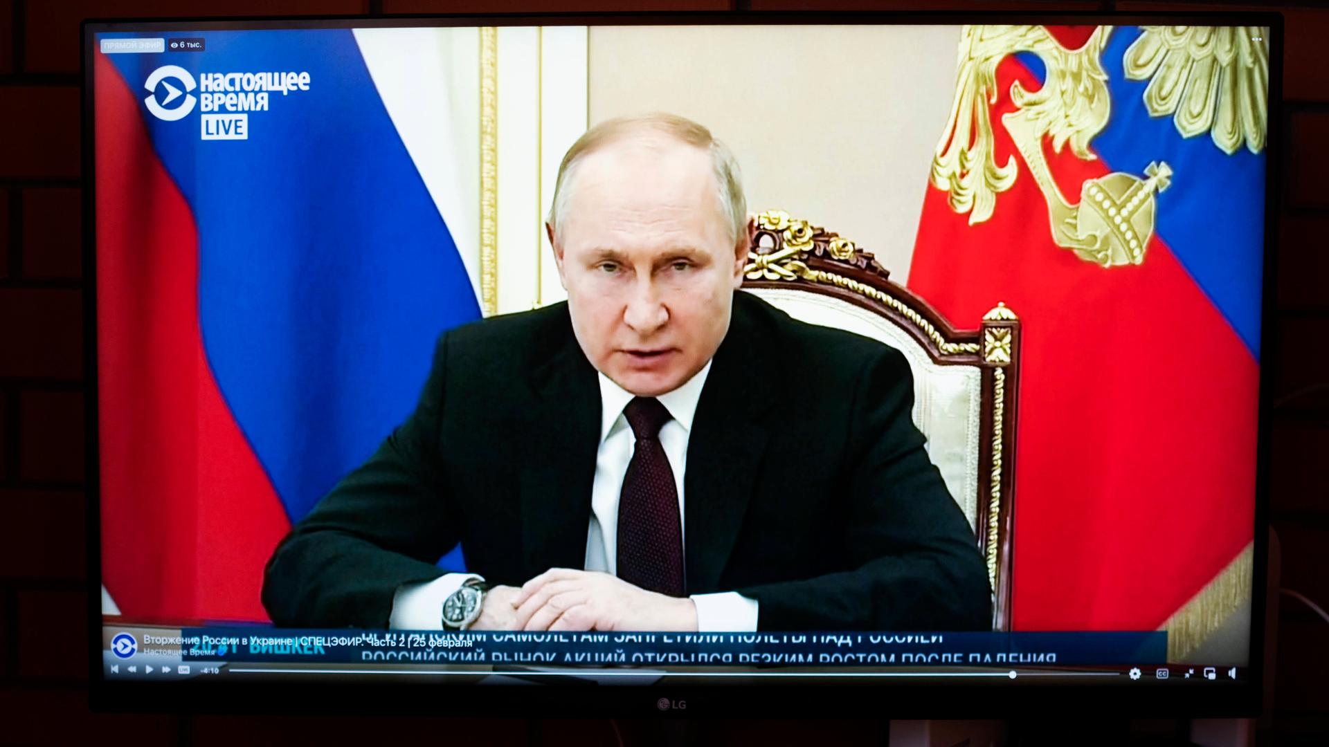 February 25, 2022, Kiev, Ukraine: President Vladimir Putin issued an urgent appeal to the servicemen of the Ukrainian Ar February 25, 2022, Kiev, Ukraine: President Vladimir Putin issued an urgent appeal to the servicemen of the Ukrainian Ar
