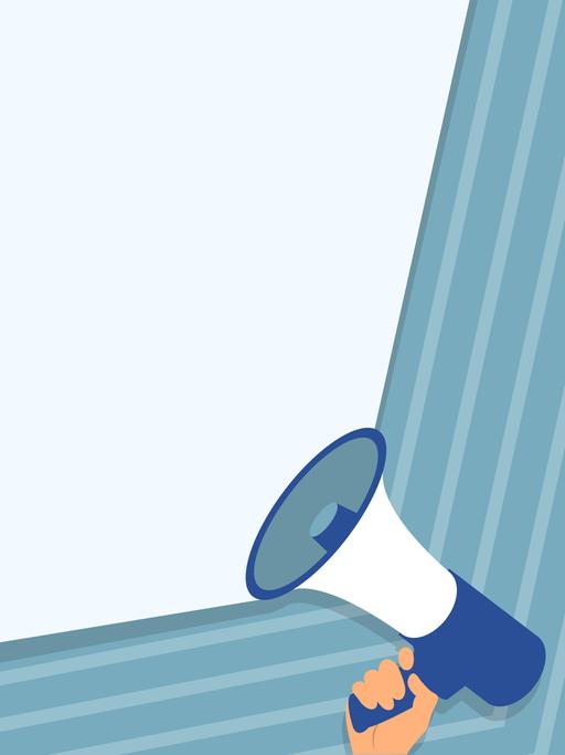 Illustration einer Hand, die ein Mikrofon hält
