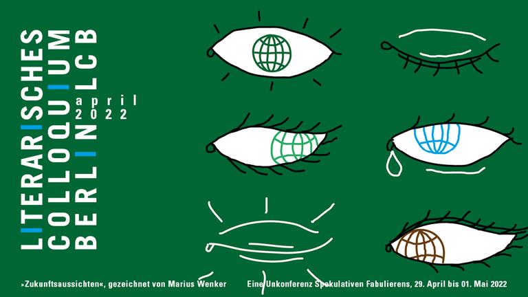 Das Logo der Konferenz "Zukunftsaussichten" zeigt Zeichnungen von Augen, die statt einer Pupille eine Weltkugel haben. Das Logo der Konferenz "Zukunftsaussichten" zeigt Zeichnungen von Augen, die statt einer Pupille eine Weltkugel haben.