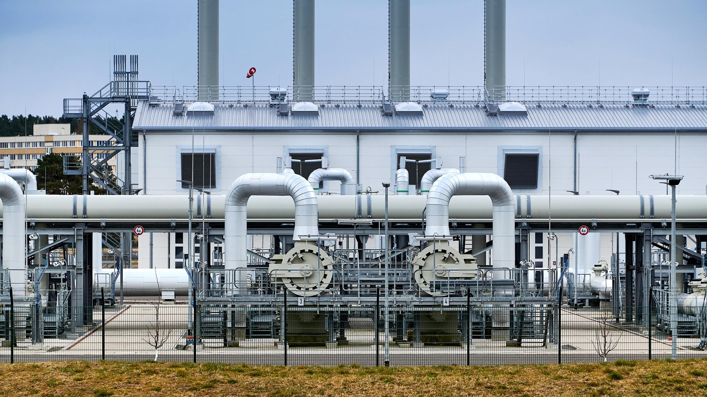Die Gasempfangsstation der Ostseepipeline Nord Stream 1 in Lubmin, Mecklenburg Vorpommern.