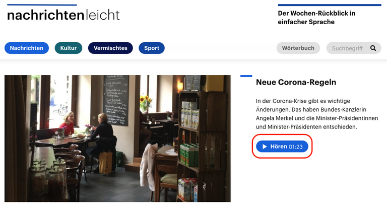 So sieht der "Hören"-Knopf aus. So sieht der "Hören"-Knopf aus.
