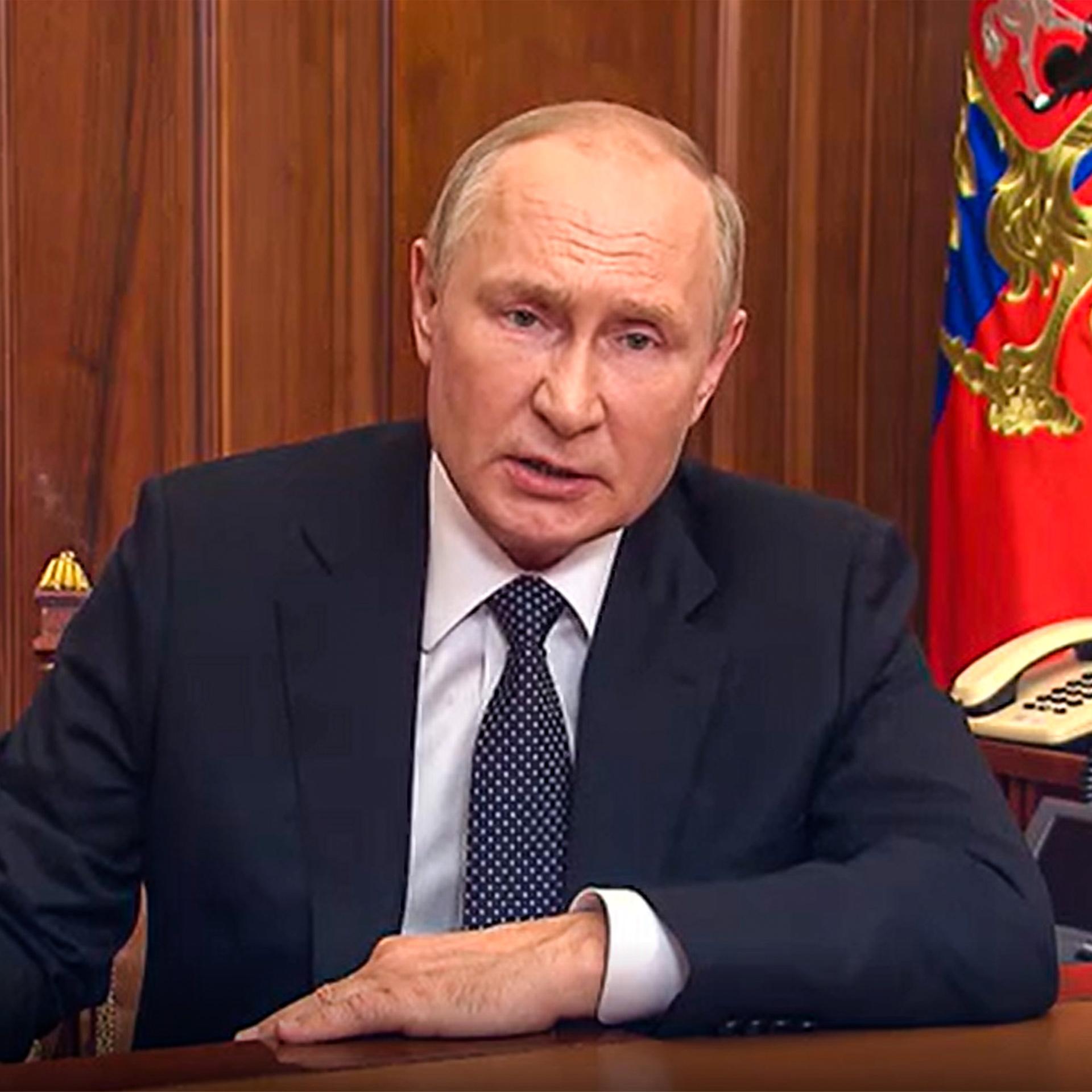 Der russische Präsident Wladimir Putin bei einer Fernsehansprache am 21. September 2022.