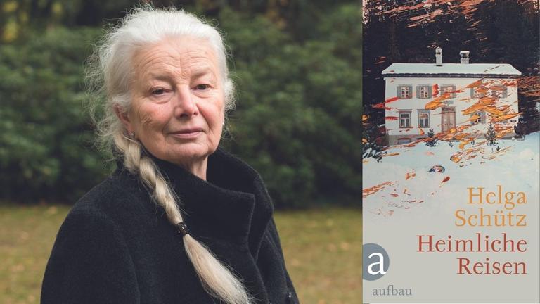 Helga Schütz: "Heimliche Reise" - zu sehen sind die Autorin und das Buchcover
