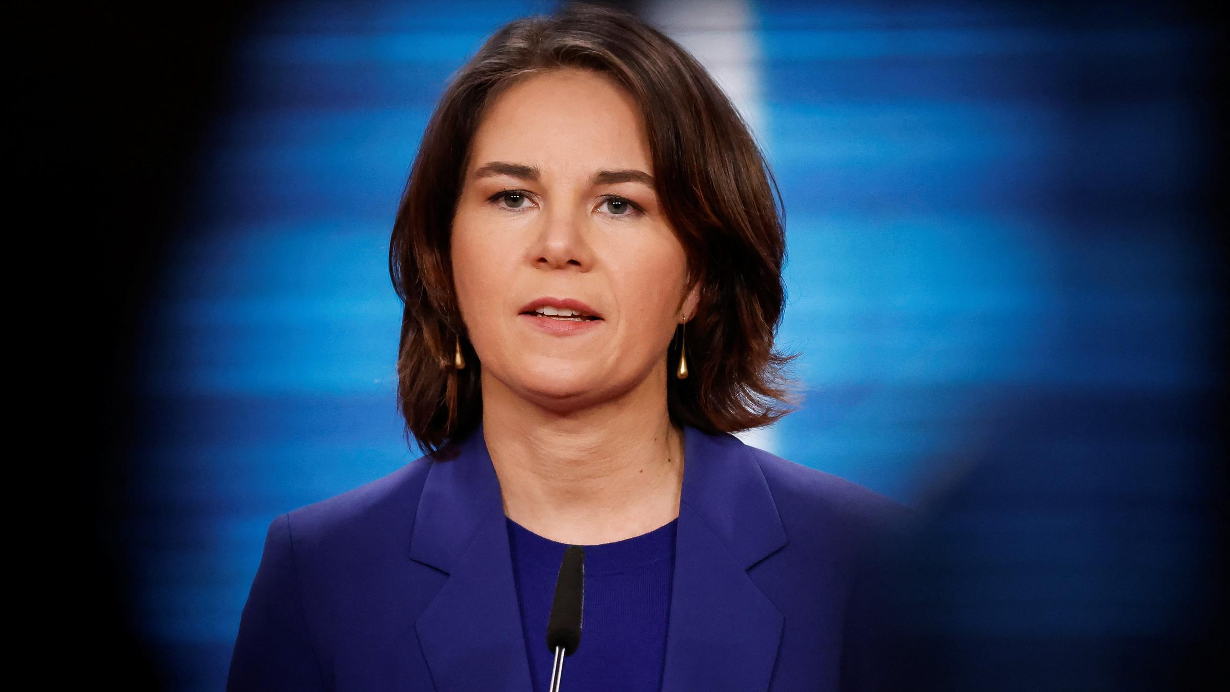 Außenministerin Baerbock gibt ein Statement ab. Außenministerin Baerbock gibt ein Statement ab.