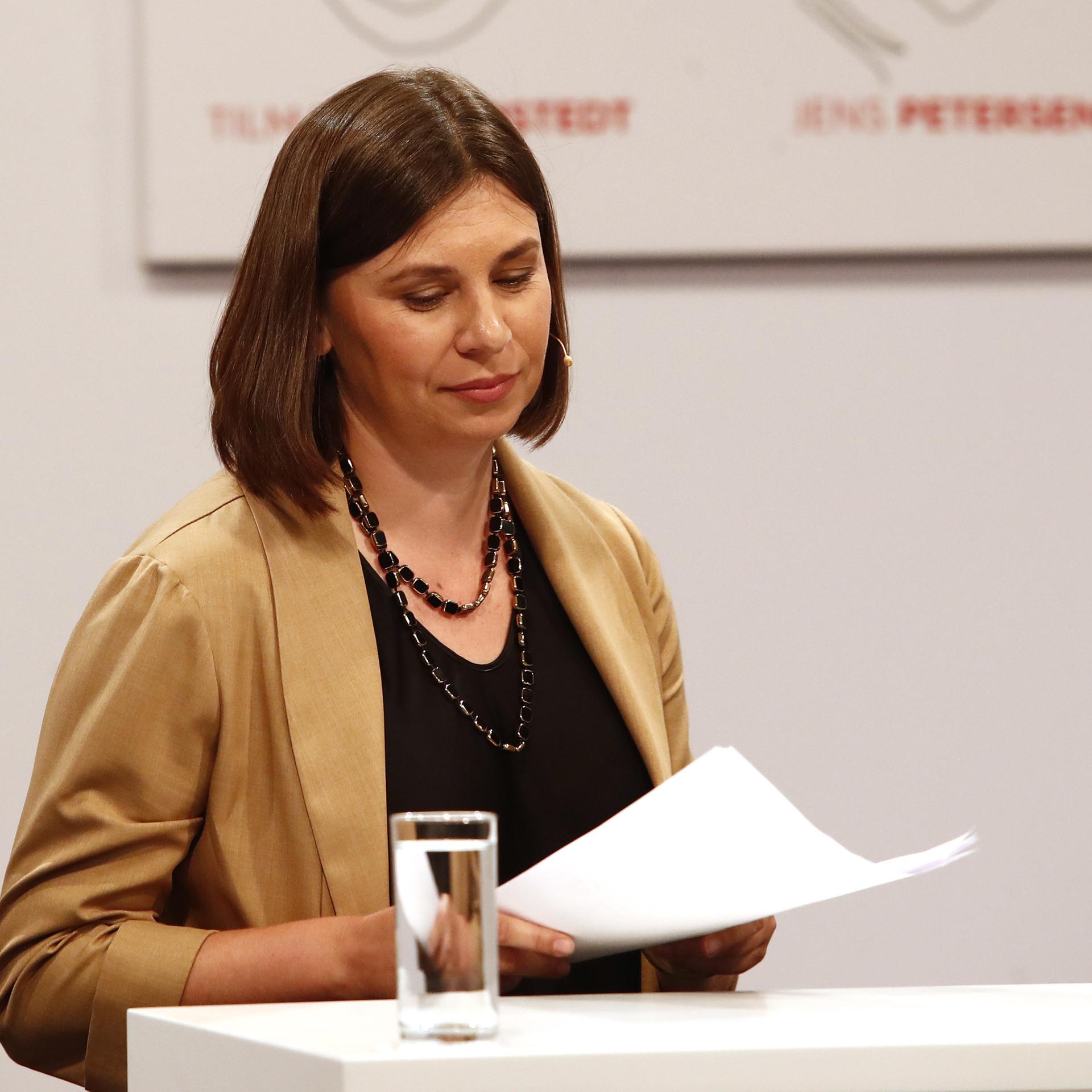 Die in der Ukraine geborene Autorin Tanja Maljartschuk am 28.6.2023 hält eine Rede im Rahmen der Eröffnung der "47. Tage der deutschsprachigen Literatur" in Klagenfurt.